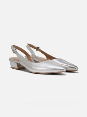 Naturalizer Women's Banks Slingback Pumps in silver metallic leather